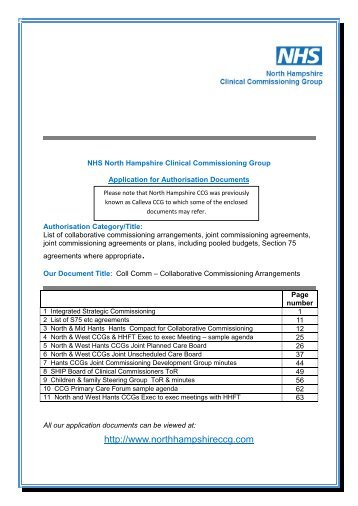 List of collaborative commissioning arrangements - North ...