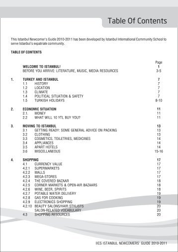 Table Of Contents - Istanbul International Community School