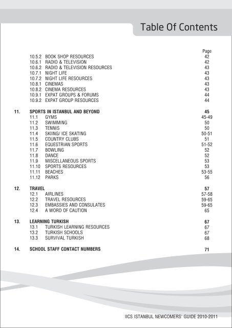 Table Of Contents - Istanbul International Community School
