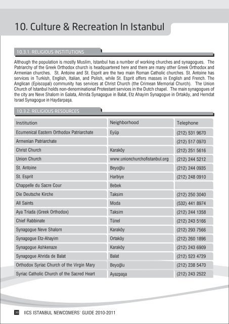 Table Of Contents - Istanbul International Community School