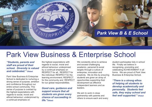 The school's specialism in business and ... - Park View School