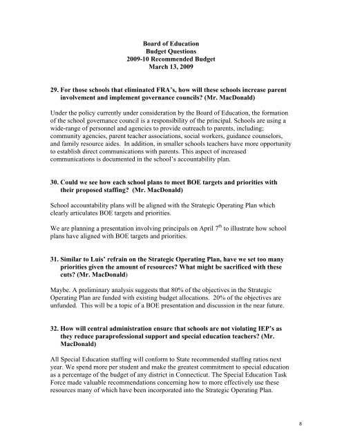 Answers to BOE Budget 09-10 questions (PDF - Hartford Public ...