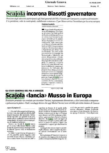 Il Giornale di Genova - On. Claudio Scajola