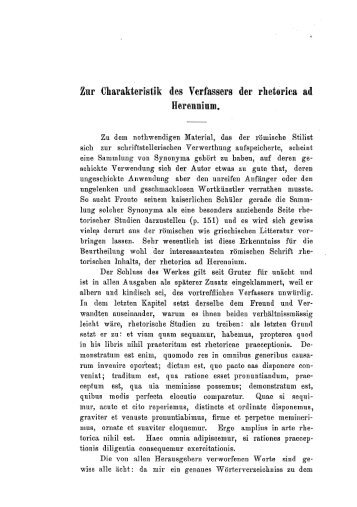 Zur Charakteristik des Verfassers der rhetorica ad Herennium