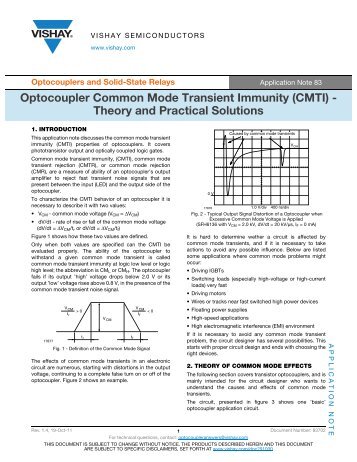Optocoupler Common Mode Transient Immunity (CMTI ... - Vishay