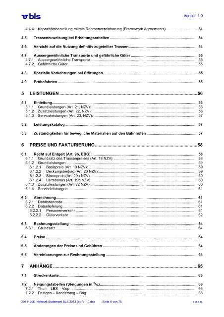 Network Statement  Common Structure - BLS