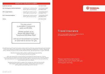 Travel Insurance - Mondial Assistance