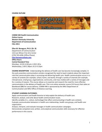 COMM 440 Health Communication Online Course Western Kentucky