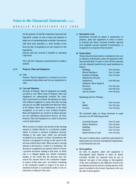 Notes to the Financial Statements Contd.... - Colombo Stock Exchange