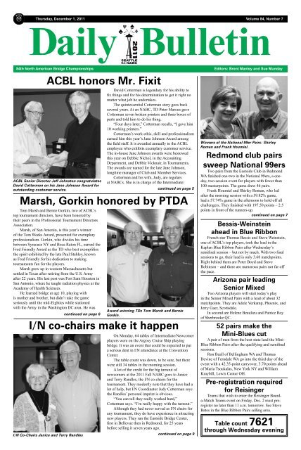 Daily Bulletin - American Contract Bridge League