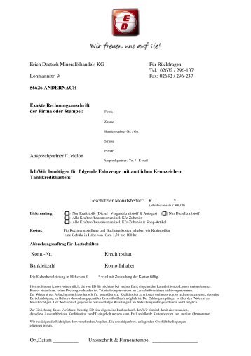 ED Flottenkarten - Abwicklung - Erich Doetsch Mineralölhandels KG