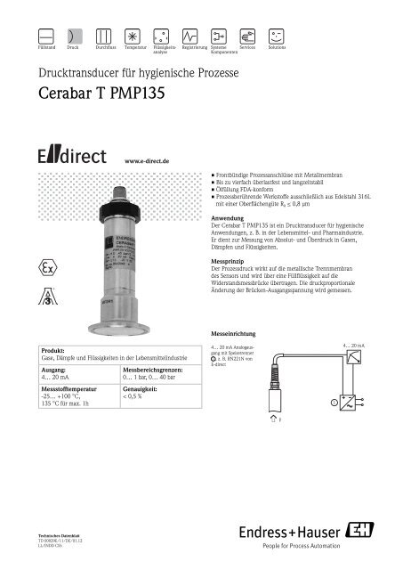 Cerabar T PMP135 - E-direct Shop Endress+Hauser Deutschland