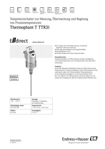 Thermophant T TTR31 - E-direct Shop Endress+Hauser Deutschland