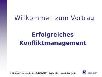 Vortrag zum Thema Konfliktmanagement von Kurt Schaffner