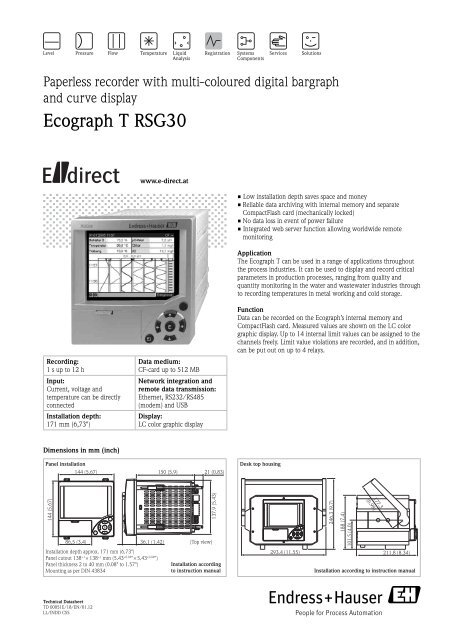 Ecograph T RSG30 - E-direct Shop Endress+Hauser Deutschland