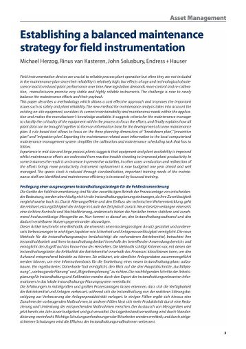 Establishing a balanced maintenance strategy for ... - Endress+Hauser