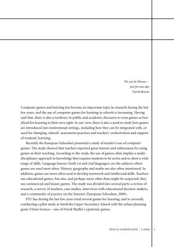 Computer games and learning has become an important ... - Idunn.no