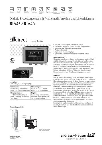 RIA45 / RIA46 - E-direct Shop Endress+Hauser Deutschland