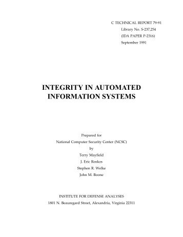 integrity in automated information systems - Ashton Security ...