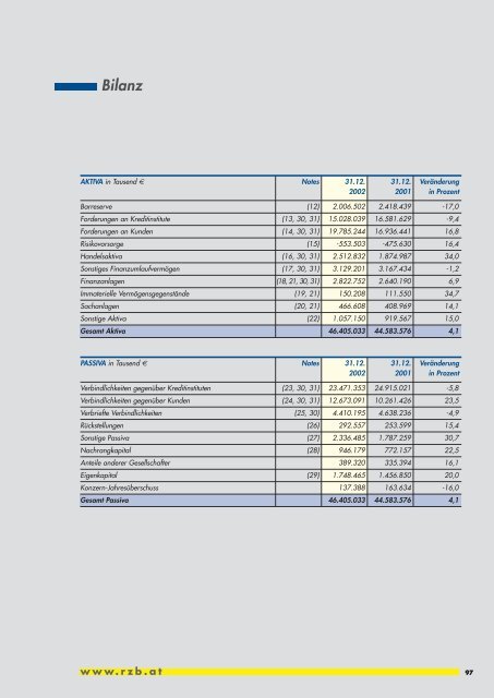 Geschäftsbericht 2002 - Raiffeisen Zentralbank Österreich AG