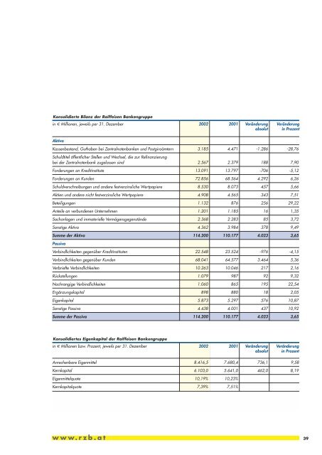 Geschäftsbericht 2002 - Raiffeisen Zentralbank Österreich AG