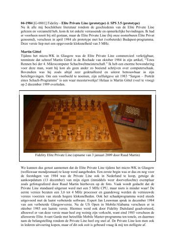 (1985) Johannes Eising Garry Kasparow gegen Fidelity Elite Privat
