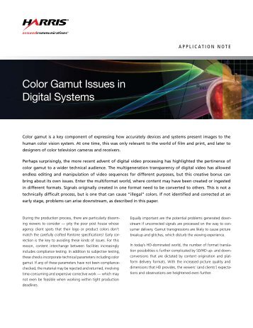 Color Gamut Issues in Digital Systems - Harris Broadcast ...