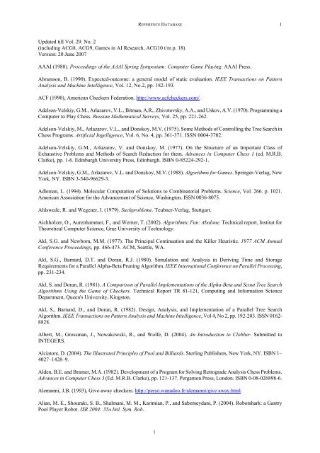 Updated till Vol. 29. No. 2 (including ACG8, ACG9, Games in AI ... - ILK