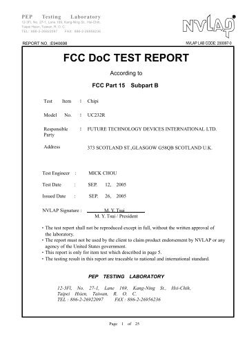 FCC DoC TEST REPORT - FTDI