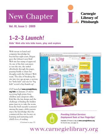 New Chapter Newsletter, Winter 2009, Carnegie Library of Pittsburgh