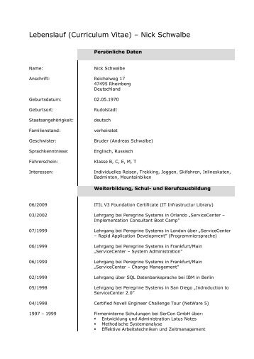 Nick Schwalbe - Curriculum Vitae (CV) - nick-schwalbe.de