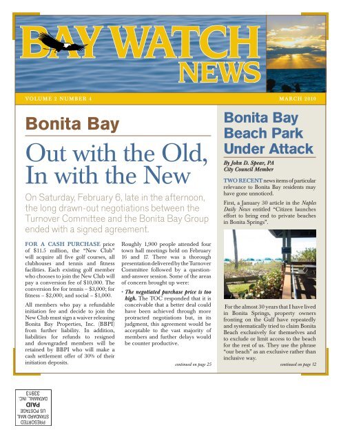 Out with the Old, - Bay Watch News