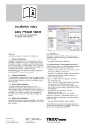 Easy Product Finder – Installation notes for use in - TROX