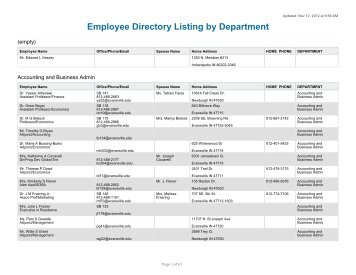 Employee Directory Listing by Department - WebAdvisor University ...