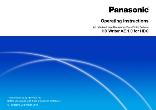 HD Writer AE for HDC Operating Instructions - Panasonic