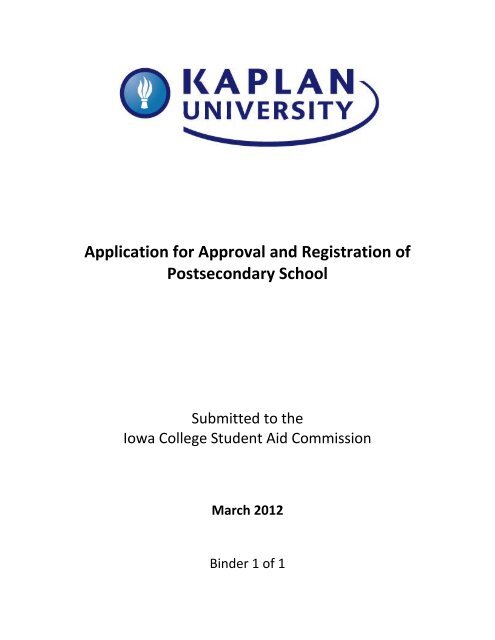 Application for Approval and Registration of Postsecondary School