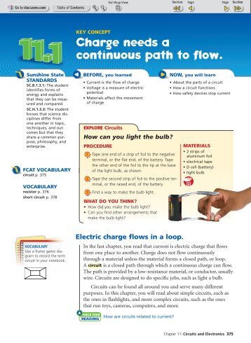 Charge needs a continuous path to flow. - ClassZone