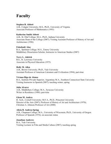 Faculty - Middlebury College