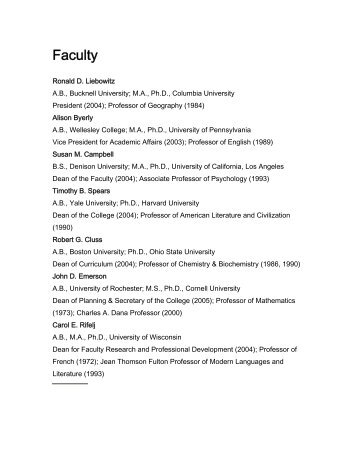 FB05 Faculty - Middlebury College
