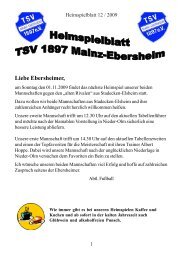 Vereinslokal „Am Kesseltal“ - TSV Mainz-Ebersheim 1897 eV