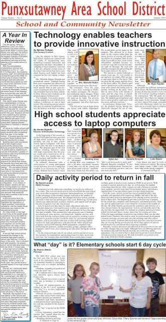 High school students appreciate access to laptop computers ...