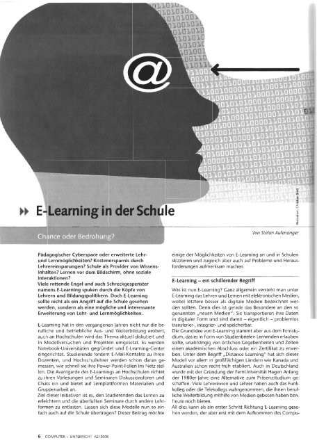 "E-Learning in der Schule". - Stefan Aufenanger