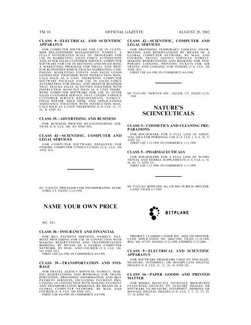20 August 2002 - U.S. Patent and Trademark Office