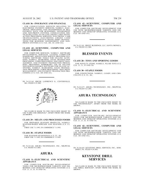 20 August 2002 - U.S. Patent and Trademark Office