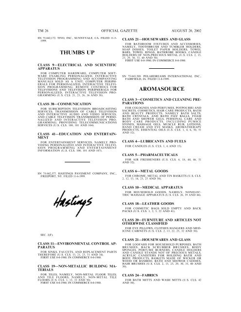 20 August 2002 - U.S. Patent and Trademark Office