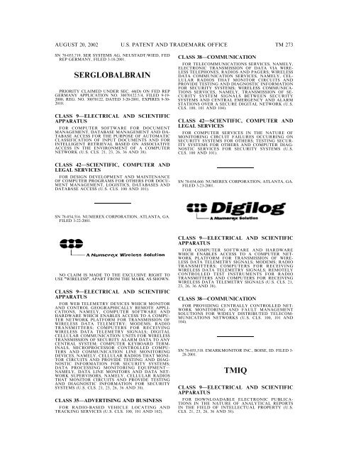 20 August 2002 - U.S. Patent and Trademark Office