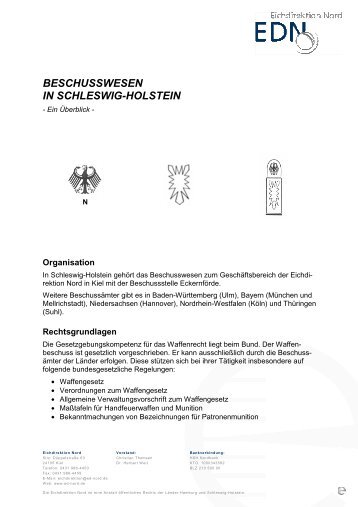 BESCHUSSWESEN IN SCHLESWIG-HOLSTEIN - Eichdirektion Nord