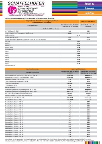 internet kabel-tv telefon - Schaffelhofer GmbH