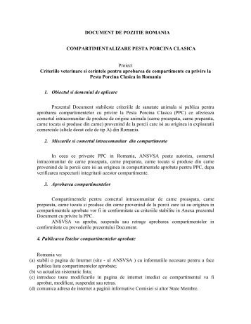 DOCUMENT DE POZITIE al Romaniei privind criteriile ... - ansvsa