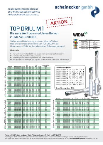 V ictory TOP DRILL M1 3 x D Flanschschaft - Scheinecker GmbH Wels